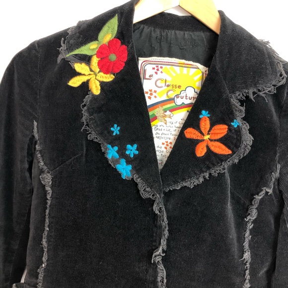 LaClasseCouture black corduroy embroidered blazerM - Picture 3 of 16